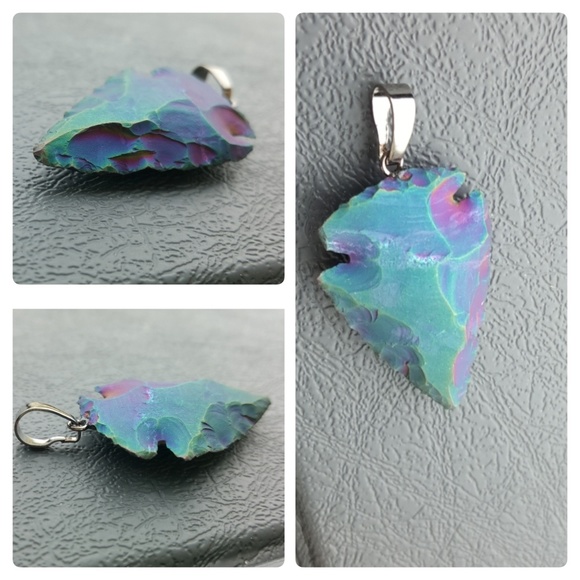 💕 5🌟(LAST 1) Indian Onyx Agate Arrowhead Pendant - Picture 5 of 6